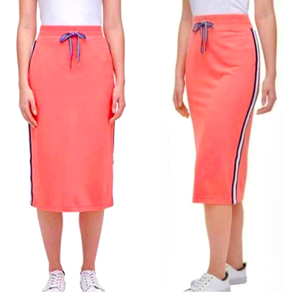 NWT Tommy Hilfiger Coral Sporty Knit Jersey Midi Pull On Skirt. Sz L.